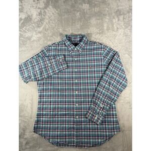 Ralph Lauren Shirt Mens XL Plaid Slim Fit Flesh Pony Long Sleeve Button Up